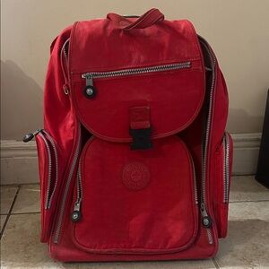 Kipling Bold Red Rolling Backpack